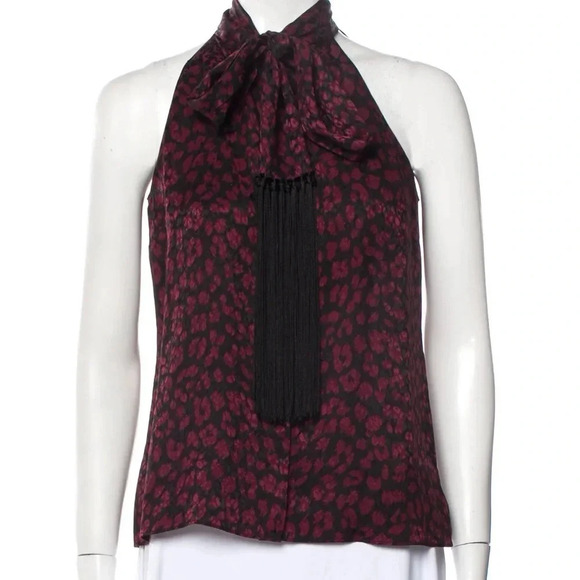 Michael Kors Collection Tops - Michael Kors Collection 100% SILK sleeveless Merlot black animal print blouse